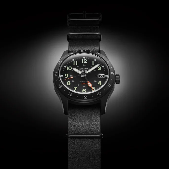 Seiko - Men's Seiko 5 Sports SS Automatic GMT Watch - Military
