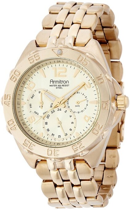 armitron water 165 resist steel gold