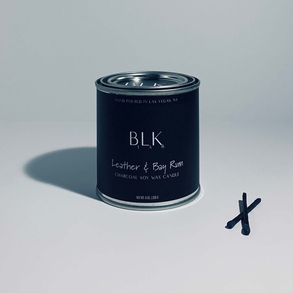 BLK LAB Leather & Bay Rum Soy Wax Candle 8 oz. Military & First