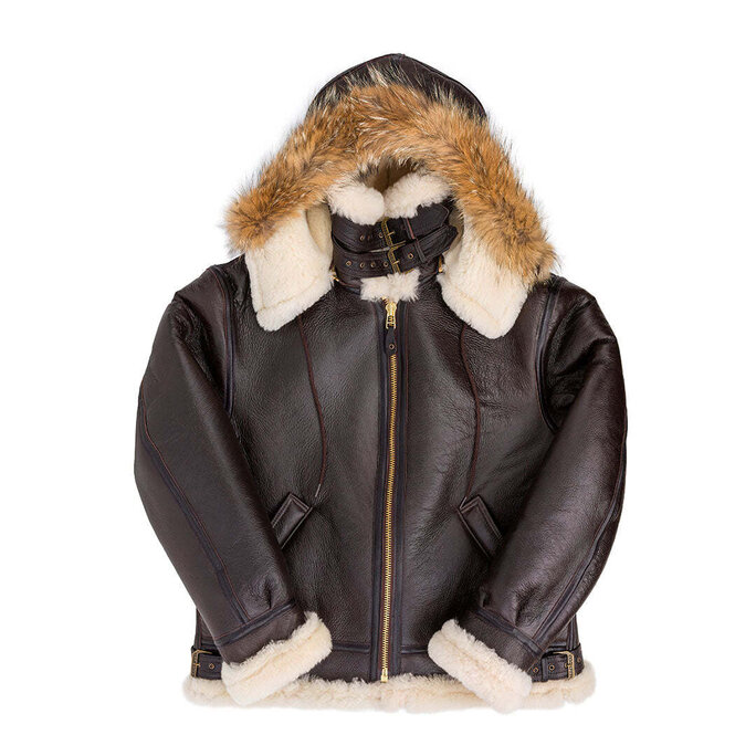 Cockpit USA - B-3 Hooded Sheepskin Bomber Jacket Z203615