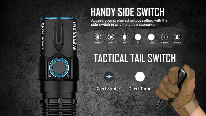 Olight - Warrior 3S 2300 Lumen Rechargeable Tactical Flashlight
