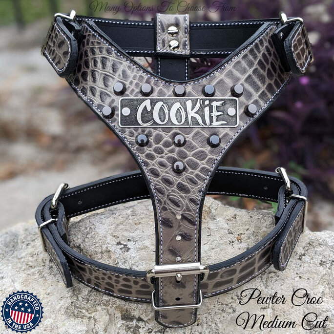 Personalized leather dog store harness