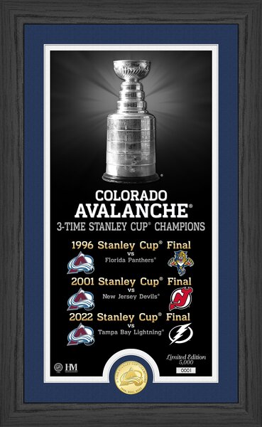 The Highland Mint Colorado Avalanche 3x Stanley Cup Champions Bronze Coin Legacy Photo Mint 