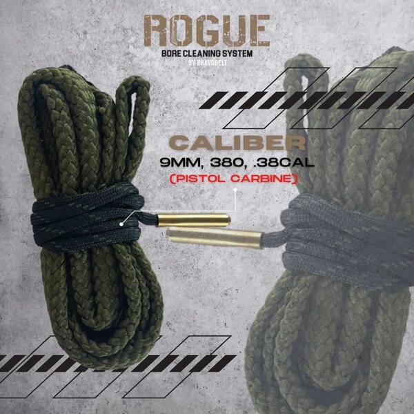 Reinigungsschnur + Griff 9mm Cal .38 .357 Bore Cleaner Snake Bronzebürste