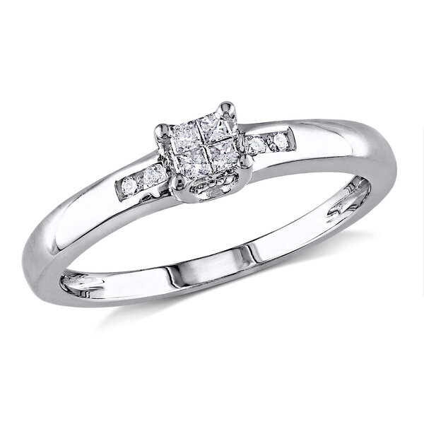 1/10 CT. T.W. Diamond 10K White Gold Princess-Cut Quad Promise Ring, Color:  Wht Gold - JCPenney