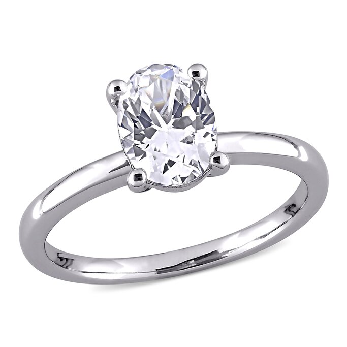 Gemstone Jewelry 3 Ct Tgw Oval Created White Sapphire Solitaire Ring In 10k White Gold Military Gov T Discounts Govx