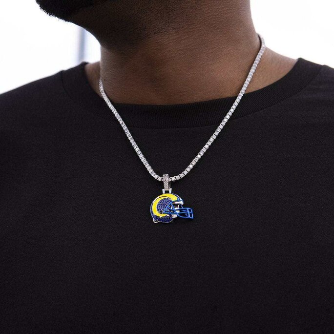 Los Angeles Rams Helmet Pendant, 14K White - The GLD Shop