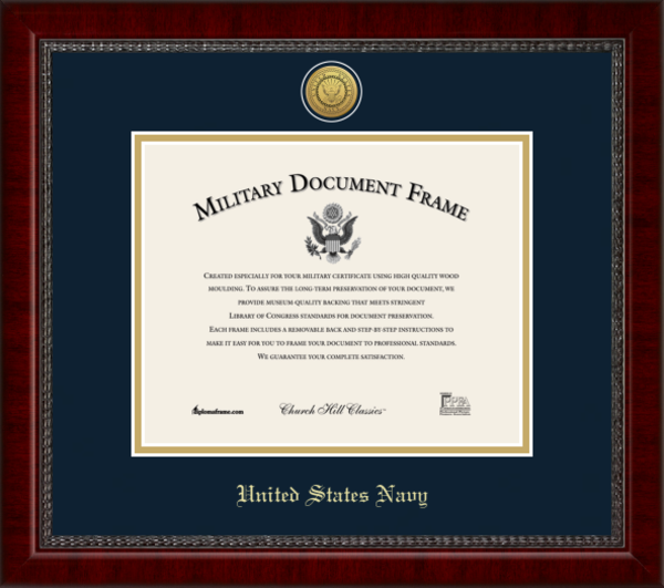 Navy Gear U.S. Navy Gold Engraved Certificate Frame (Horizontal) Military & First Responder