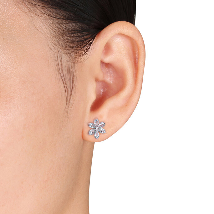 Baguette & Round-Cut Diamond Starburst Stud Earrings 1/6 ct tw 10K White  Gold | Kay Outlet