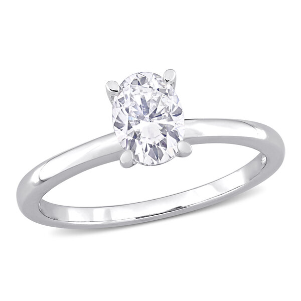 Bridal Collection - 1 CT TGW Oval Created Moissanite Solitaire Ring In ...