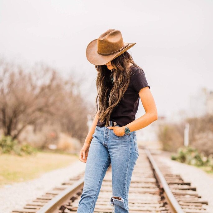 Gorge | Mens Leather Cattleman Cowboy Hat | Leather Hat Band