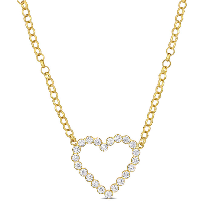 MMSC ♡ Mimi & Max - 7 1/2 CT TGW Cubic Zirconia Open Heart Necklace