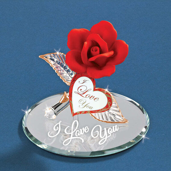 Glass Baron "I Love You" Red Rose Military & First Responder