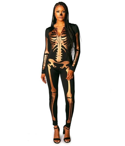 Tipsy Elves - Gold Skeleton Bodysuit Costume - Military & First ...