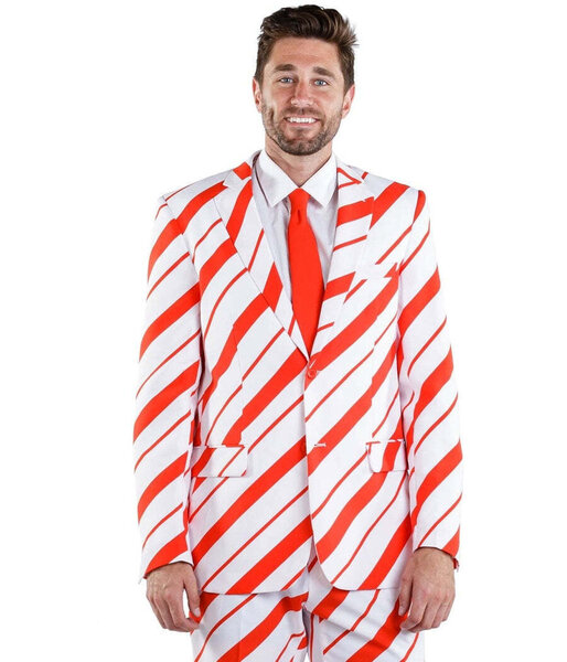 Tipsy Elves Men's Candy Cane Crusher Blazer with Tie Military
