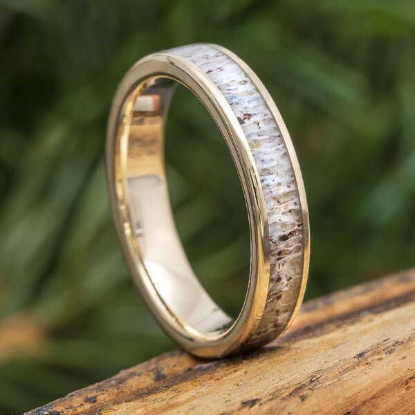 Jewelry by Johan Custom Deer Antler Wedding Band, 3.5mm Ring