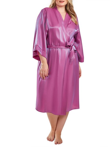 HauteFlair - Plus Size Long Satin Robe – Janet - Military & First ...