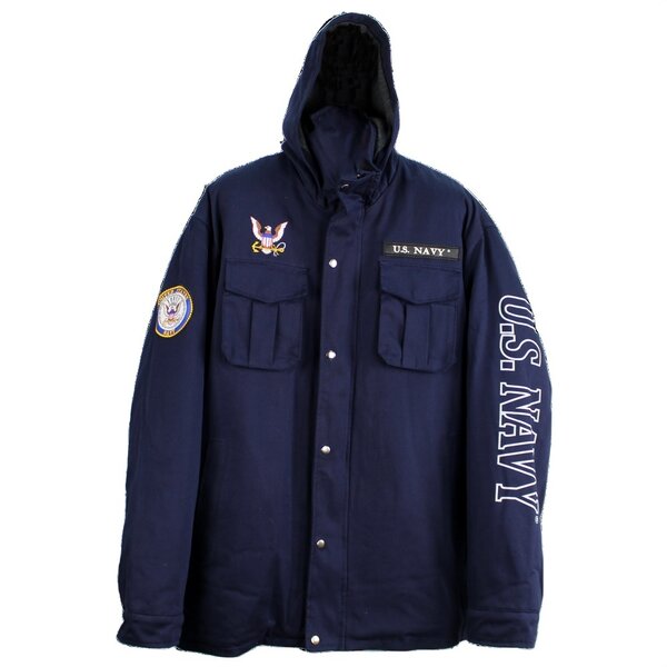 トップス WASHED CANVAS HOODED JACKET NAVY L JWM Wholesale - Men's U.S. Navy Hooded Canvas Jacket - Military