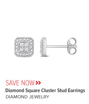 1/10 CT TW Diamond Square Cluster Stud Earrings in Sterling Silver